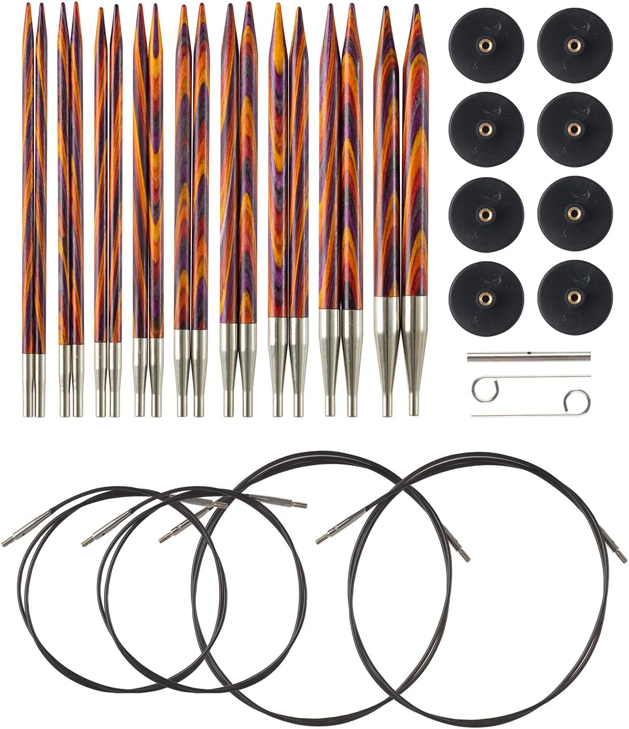 Options Wood Interchangeable Knitting Needle Set - US 4-11 (Rainbow)