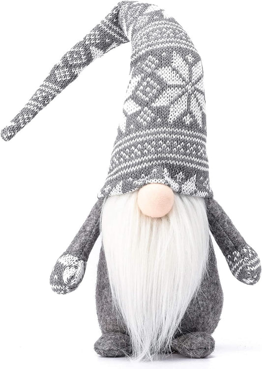 Holiday Gnome Handmade Swedish Tomte, Christmas Elf Decoration Ornaments Thanks Giving Day Gifts Swedish Gnomes Tomte (Grey Snowflake-19 Inches)