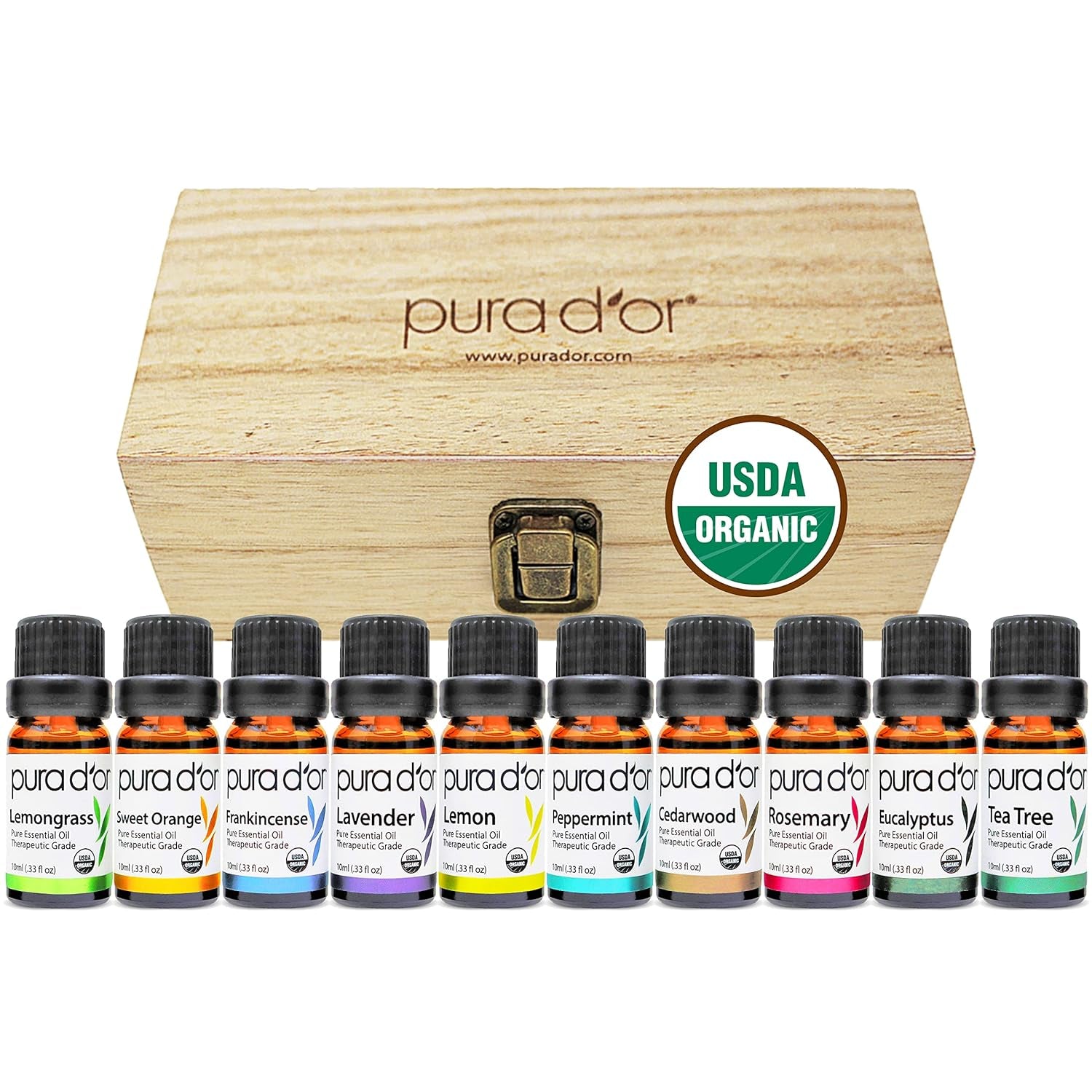 Organic Sweet16 Essential Oils Set - 16X 10M Wood Box Aromatherapy Gift Set - 100% Pure Therapeutic Grade for Relaxation and Wellness (Lavender, Tea Tree, Turmeric, Ylang Ylang and More)