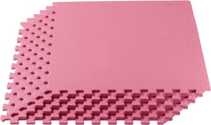 3/8 Inch Thick Multipurpose Exercise Floor Mat with EVA Foam, Interlocking Tiles, Anti-Fatigue for Home or Gym, 24 in X 24