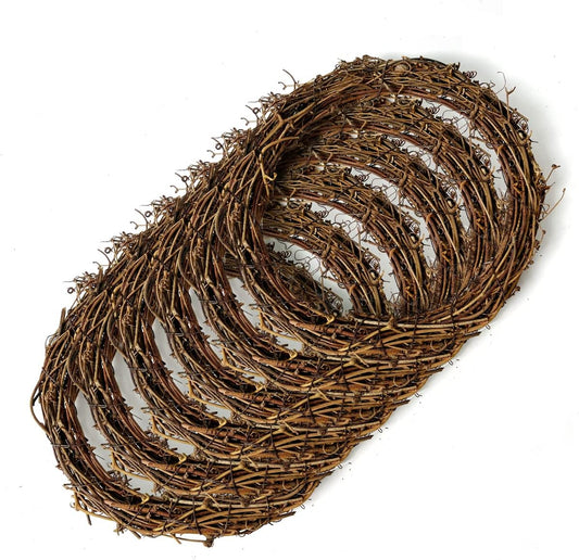 6 Pcs 8 Inch Natural Grapevine Wreaths, Vine Branch Wreath, Rattan Wreath for DIY Christmas Craft, Front Door Wall Hanging, Wedding and Party Decors