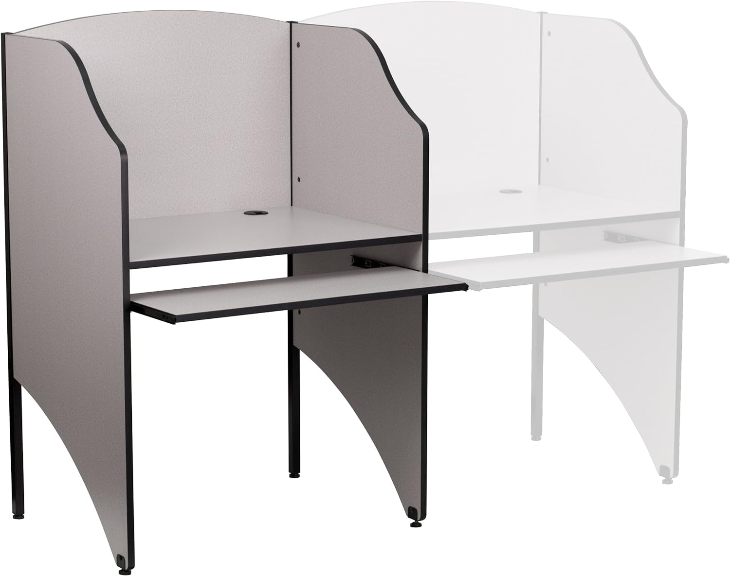 Kevin Starter Study Carrel with Thermal Fused Surface and Panels and Wire Management Grommets in Nebula Grey Finish