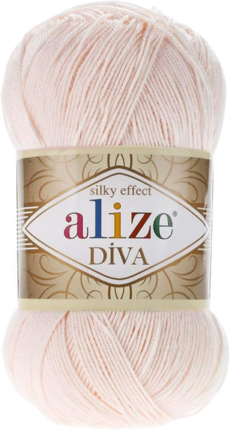 Diva Silk Effect 100% Microfiber Acrylic Yarn 1 Ball Skeins 100Gr 383Yds Color (361 - Navy)