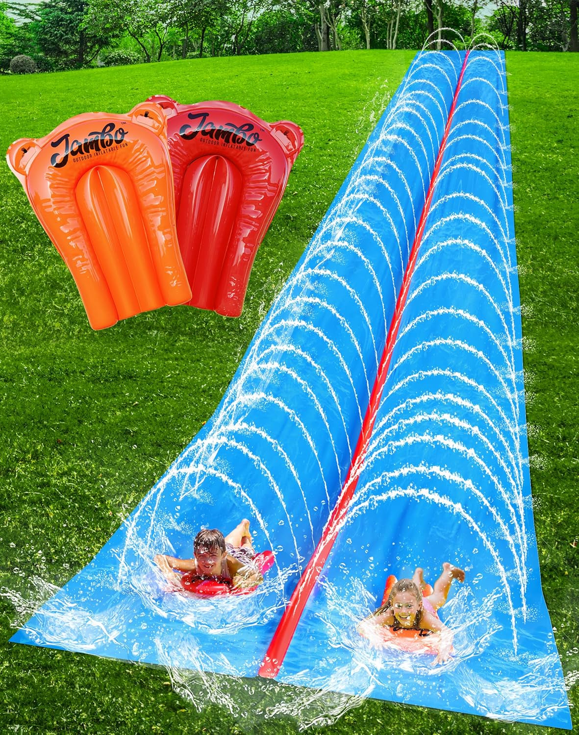 40 FT Huge Slip Splash and Slide for Adults and Children,Heavy Duty Long Tarp for Slip Splash and Slide,Extra Long Slip Splash and Slide,Big Lawn Water Slide,Backyard Waterslide,Outdoor Toys