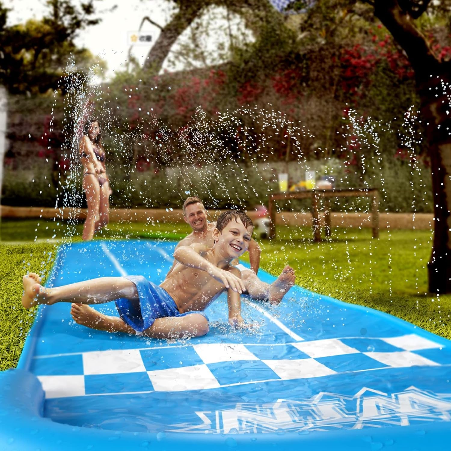 Slip and Slide Lawn Toy - Lawn Water Slides Summer Slip Waterslide for Kids Adults 20Ft Extra Long with Sprinkler N 3 Bodyboards Backyard Games Outdoor Splash Water Toys outside Play Park