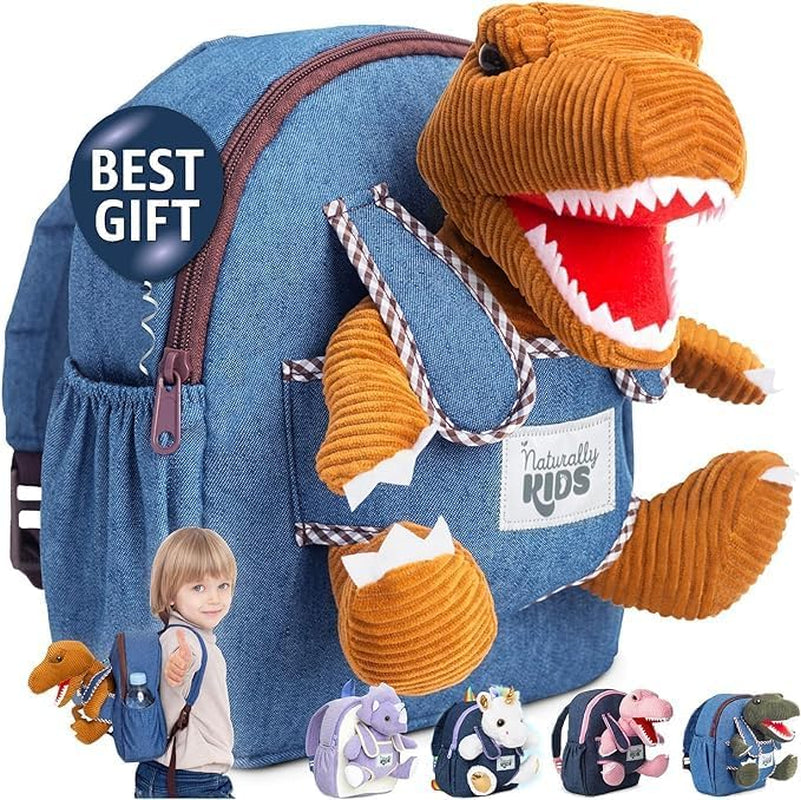 Medium Dinosaur Backpack - Dinosaur Toys for Kids 5-7 - Kids Backpack for Girls W Stuffed Animal - Gifts for 6 Year Old Boy - W Pockets & Reflective Logo - Backpack W Blue Triceratops