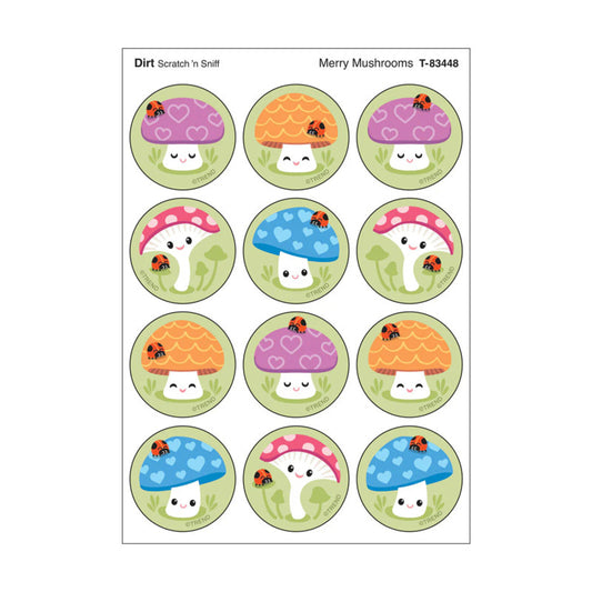 Merry Mushrooms, Dirt scent Scratch 'n Sniff Stinky Stickers®, Pack of 48