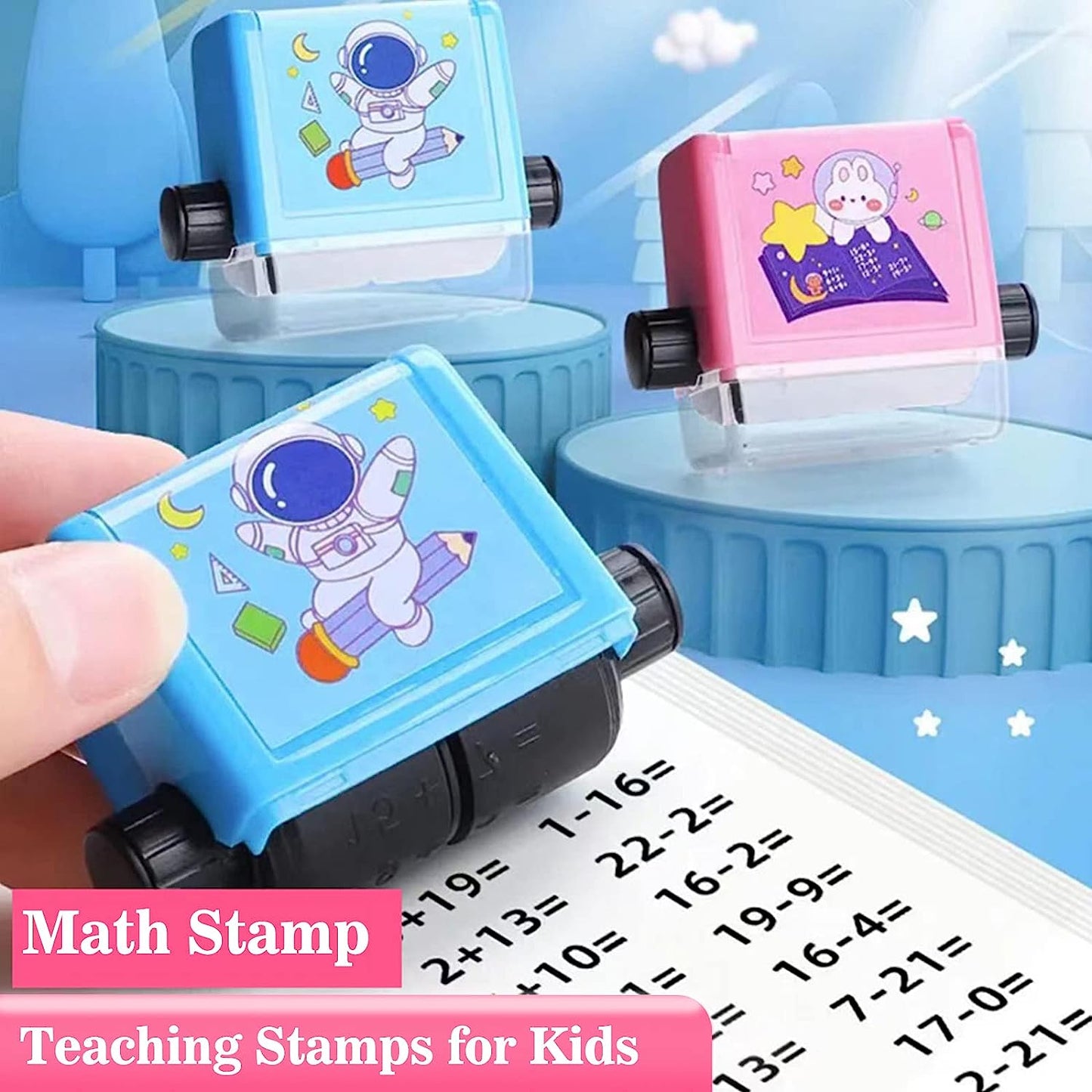 Teaching Stamps for Kids,Smart Math Roller Stamps,Refillable Ink Math Practice Stamp,Multiplication and Division Math Learning Roller Stamp Within100,For Preschool Kindergarten Classroom Supplies