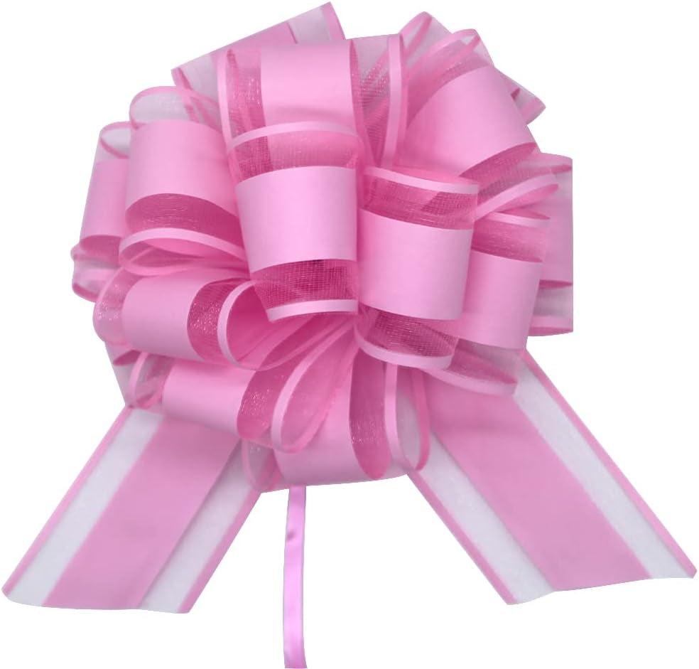 6 Pieces Large Pull Bows, Pink Gift Bow, 6 Inches, Christmas, Party Birthday Gift Bow, Wedding Ribbon Bows for Wrapping Boxes or Baskets Decorations, Valentine'S Day Gift Decorations Bow