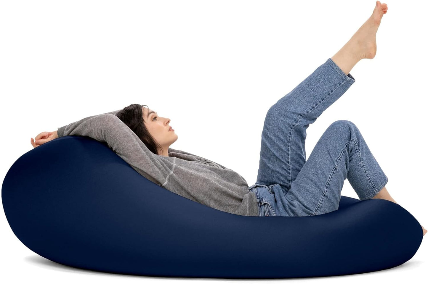 Nimbus Spandex Bean Bag Chair for Adults-Furniture for Rec, Family Rooms and More, Large, Silver