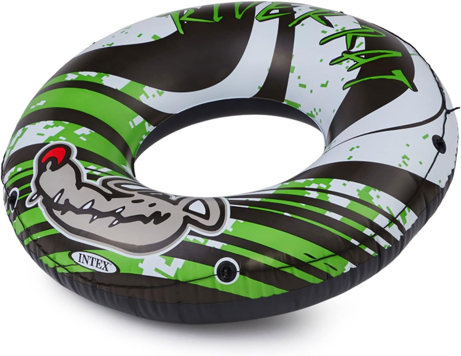 River Rat 48 Inch Inflatable Vinyl Towable Boat Floating Tube Raft for Swimming Pool and Lake in Green Rat or Graffiti Rat Design, Color Varies
