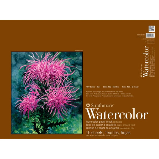 400 Series Watercolor Paper Block, 15 Sheet, 18x24 inch, 1 Count