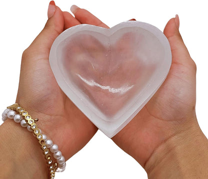 Selenite Bowl Heart 4-Inch - Premium Heart-Inspired Crystal Dish for Cleansing and Charging, Unique Gift Idea, Decorative Bowl
