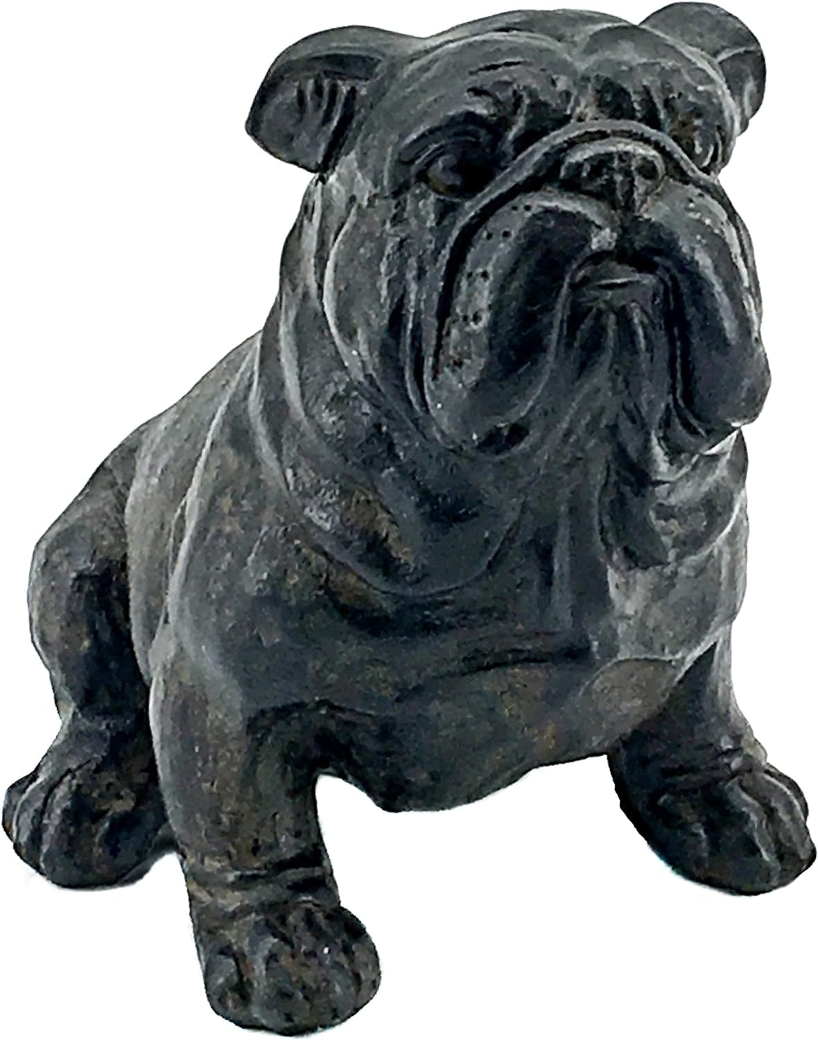 Bulldog Statue Vintage Rustic Distressed Mascot Stern Dog Figurine Sculpture Antiques Farmhouse Animal Outdoor Garden Home Decor 8 Inch Tall