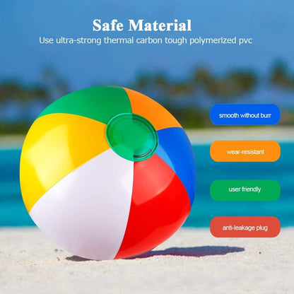 Inflatable Beach Ball Classic Rainbow Color Birthday Pool Party Favors Summer Water Toy Fun Play Beachball Game for Kid Boys Girls 8 to 12 Inches from Inflated to Deflated (10 PCS)