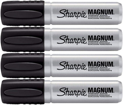 Pro Magnum Professional Permanent Marker, Oversized Chisel Tip, Black Ink, Pack of 4