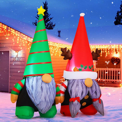 5.4 FT Christmas Inflatable Outdoor Decoration, Blow up Gnomes Built-In Leds, Holiday Inflatables for Indoor Outdoor Patio Lawn Birthday Party Xmas Gift