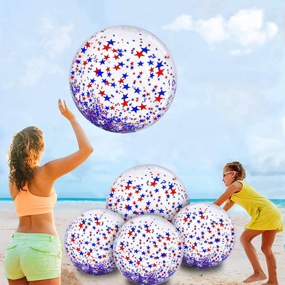 5 Pack Sequins Beach Balls Pool Toys Balls 16 Inch 24 Inch Confetti Glitters Inflatable Clear Beach Ball Swimming Pool Water Beach Toys Summer Outdoor Party Favors for Kids Adults