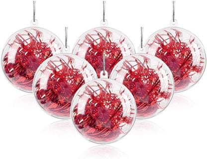 20Pcs Clear Plastic Fillable Ornament, Christmas Decorations Tree Ball, DIY Craft Ball, for Christmas Eve, New Years, Wedding Party Home Decor Bath Bomb(3.15"/80Mm)