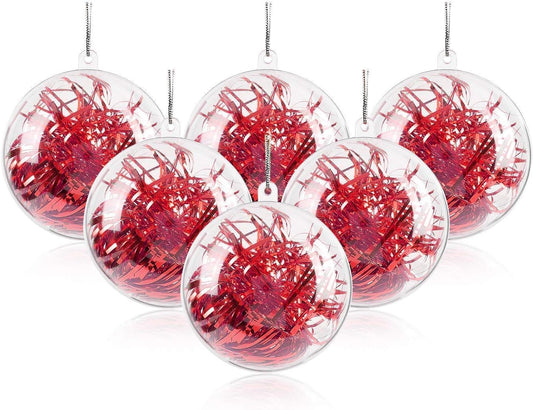 20Pcs Clear Plastic Fillable Ornament, Christmas Decorations Tree Ball, DIY Craft Ball, for Christmas Eve, New Years, Wedding Party Home Decor Bath Bomb(3.15"/80Mm)