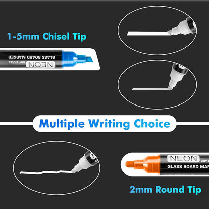 Dry Erase Markers Fine Tip, Glass Board Markers for Glass Dry Erase Board, Window, Acrylic, Planning Board, 1Mm Fine Points, 8 Bold Colors