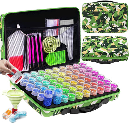 Diamond Painting Storage Boxes, 60 Slots Bead Storage with 5D Diamond Art Accessories and Tools Kit