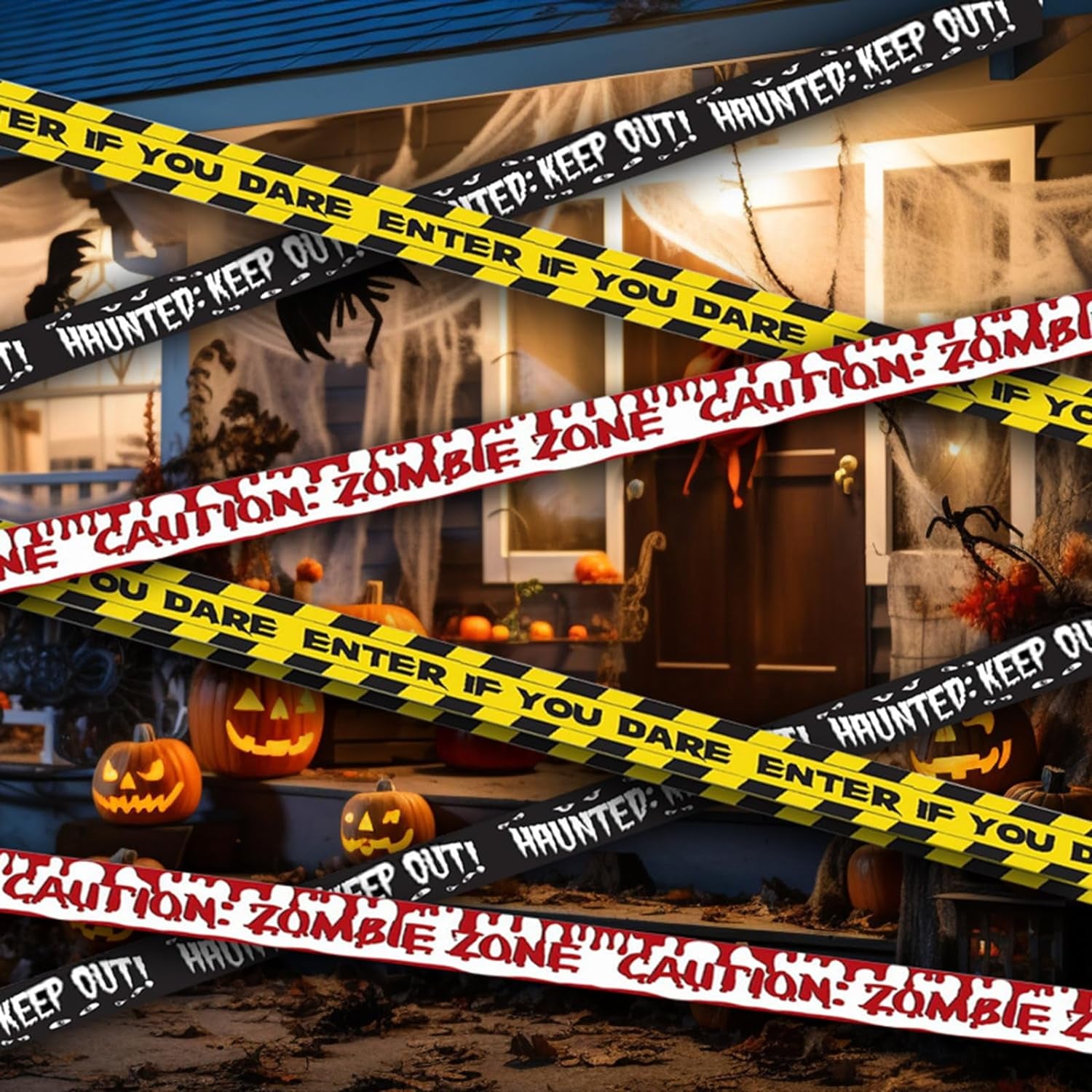 Halloween Zombie Caution Tape & Zombie Posters Pack, Fright Tape Bundle for Zombie Party or Halloween Party