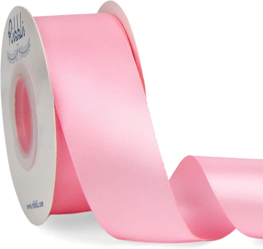 Pink Double Faced Satin Ribbon,1-1/2” X Continuous 25 Yards,Use for Bows Bouquet,Gift Wrapping,Baby Shower,Floral Arrangement