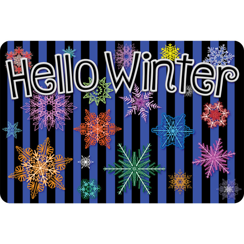 The Original Fun Mat™, Welcome Mat, 15.5" x 23.5", Hello Winter Colorful Snowflakes