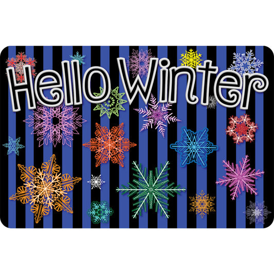 The Original Fun Mat™, Welcome Mat, 15.5" x 23.5", Hello Winter Colorful Snowflakes