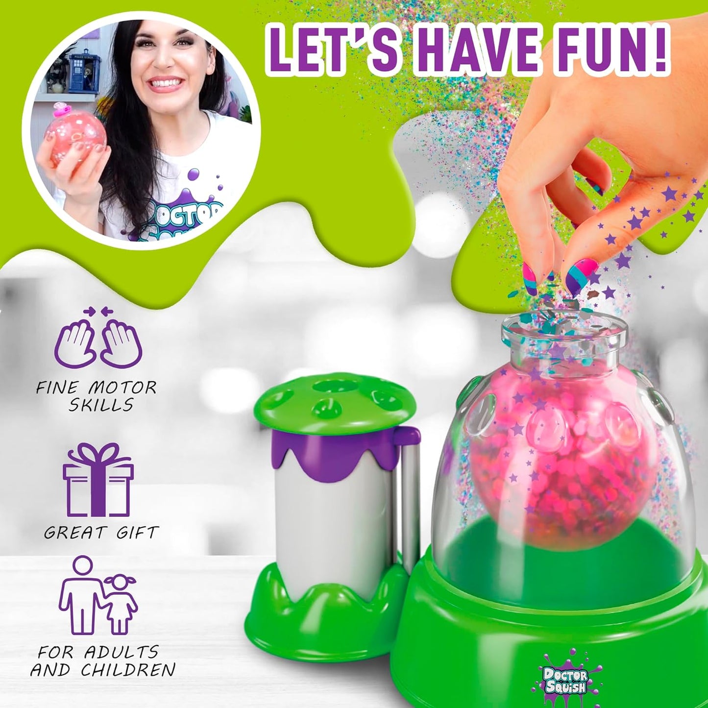 : Squishy Maker, New Shiny Glitter Station Maker, Decorate with Confetti, Sparkles & Colored Ink, Variety of Sizes, Just Add Water to Make Your Own Slime, for Ages 8 & Up