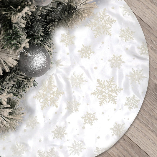 36 Inch Large Christmas Tree Skirt Xmas Soft Cover Mat Decor Snowflake Collar Farmhouse Tree Skirt for Holiday Ornaments Party Home Indoor Decorations (Flocking White, 36INCH)