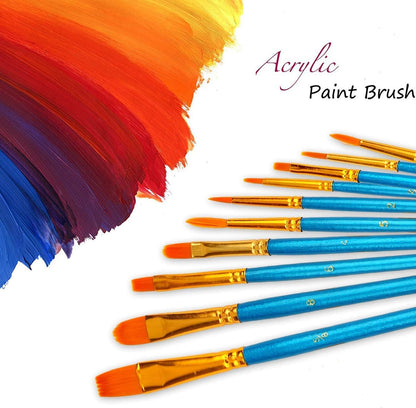 Acrylic Paint Brushes Set, 20Pcs round Pointed Tip Artist Paintbrushes for Acrylic Painting Oil Watercolor Canvas Boards Rock Body Face Nail Art, Halloween Pumpkin Ceramic Crafts Supplies