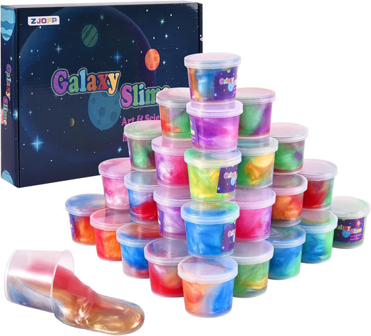 Kids Party Favors Galaxy Slime Kit, 30 Pack Bulk Rich Colorful Putty Toy, Stress and Anxiety Relief Sludge, Christmas Stocking Stuffers for Girls and Boys