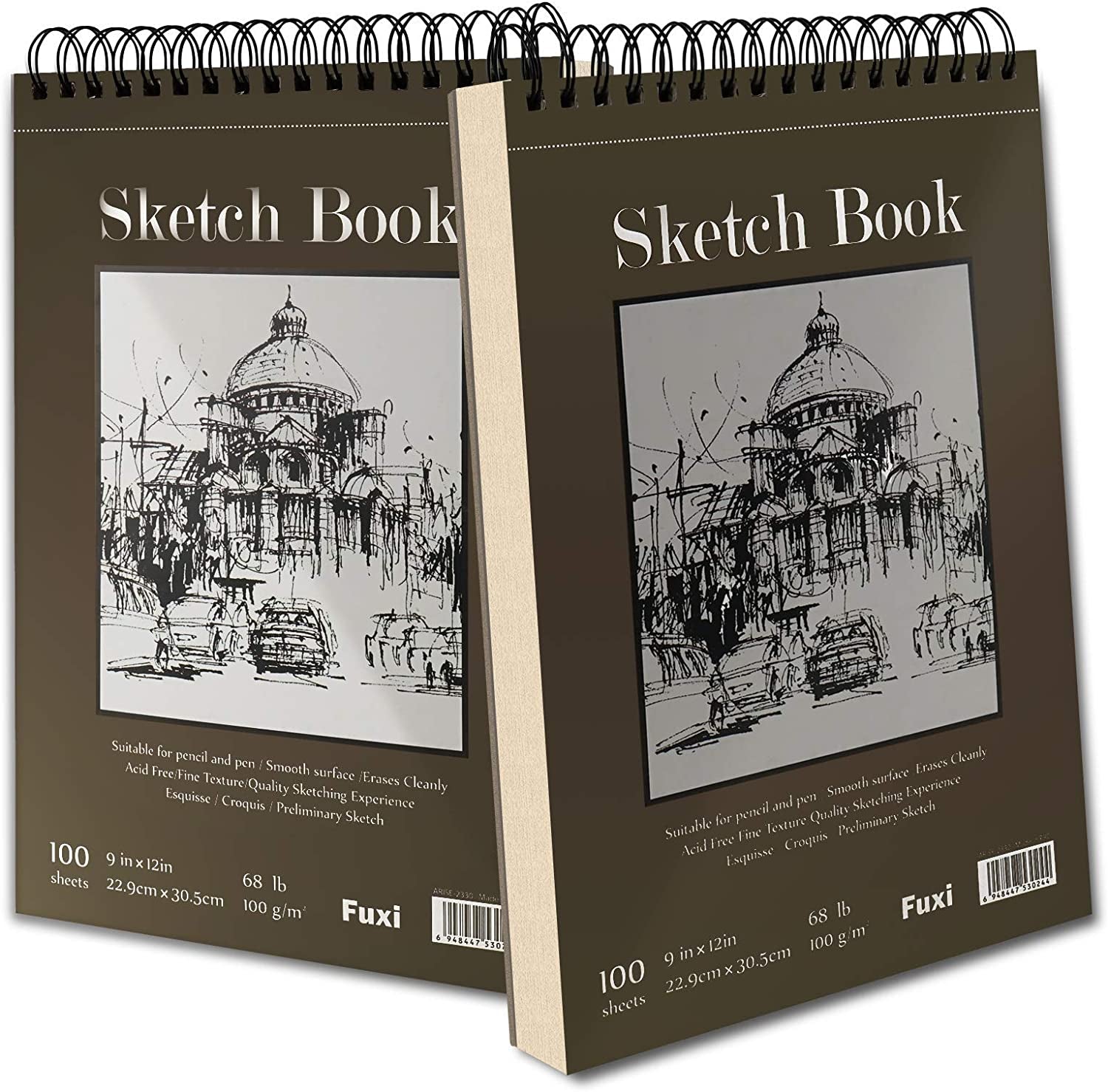 9 X 12 Inches Sketch Book, Top Spiral Bound Sketch Pad, 1 Pack 100-Sheets (68Lb/100Gsm), Acid Free Art Sketchbook Artistic Drawing Painting Writing Paper for Kids Adults Beginners Artists