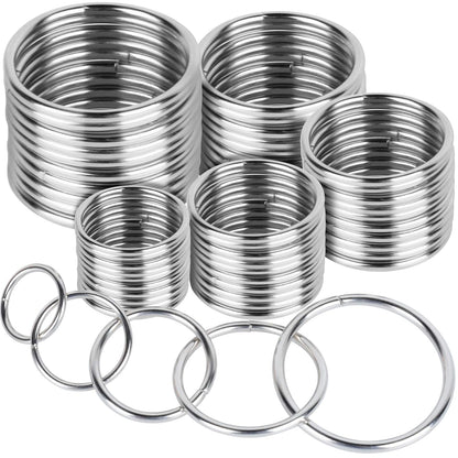Metal O Ring，50 Pcs Silver Multi Purpose Metal O Ring for Macrame, Camping, Dog Leashes, Hardware, Bags and More Craft Project - 16Mm, 21Mm, 25Mm, 32Mm, 38Mm