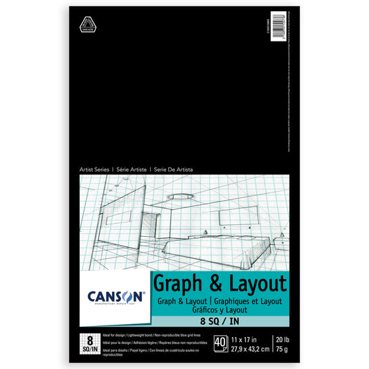 Artist Series Graph & Layout Pad, Foldover Binding, 10 Sheet, 11x17 inch, 1 Count