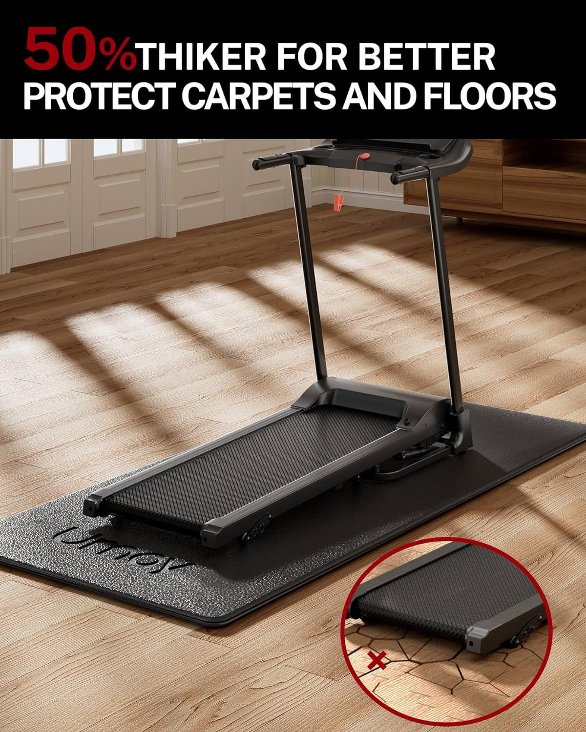 Fitness Workout Mat for Pelton Bike Treadmill Walking Pad Elliptical, 5Mm Thick, under Exercise Mat for Hardwood Carpet Floors Protector, Gym Equipment Flooring Mat Sound Absorbing for Home Gym