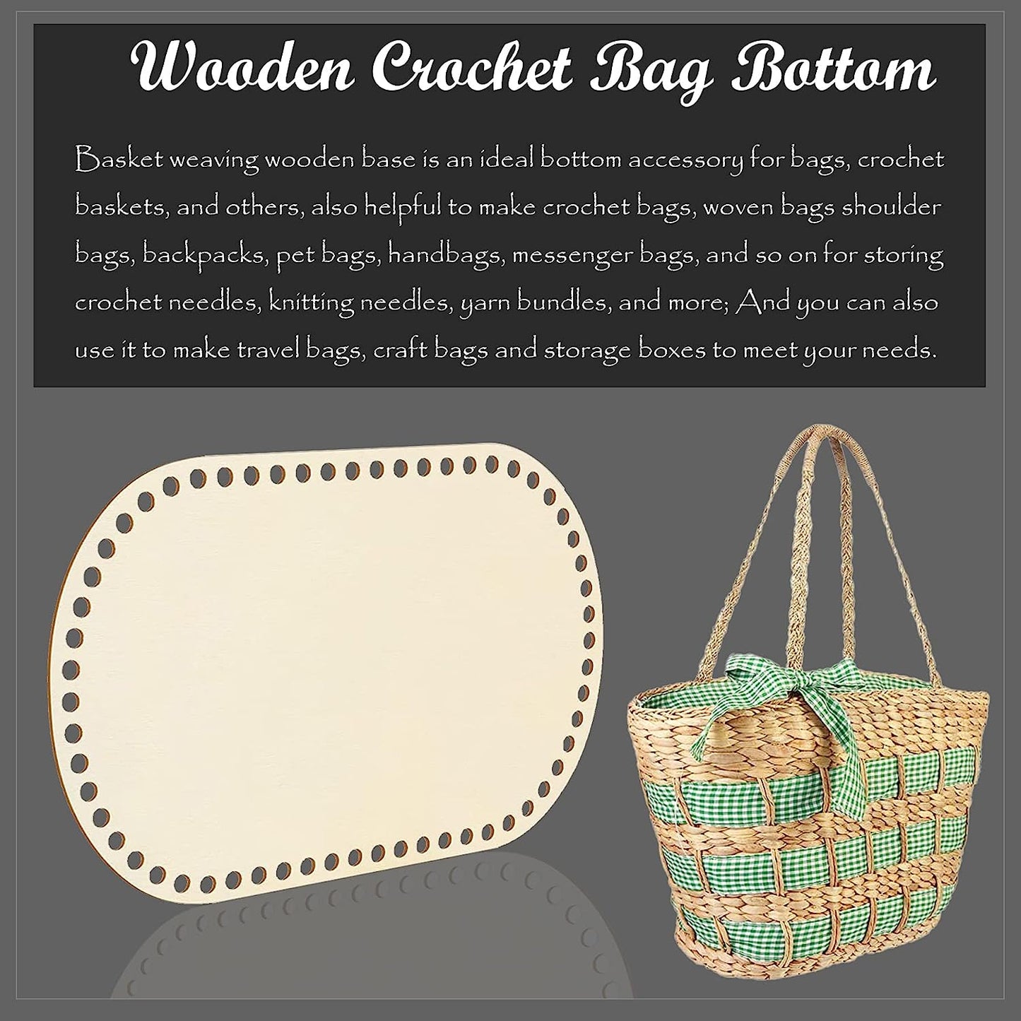 7 PCS Wooden Basket Bottom, 3 Shape Blank Crochet Knitting Basket Wood Base Shaper for DIY Basket Craft Weaving Making Supplies