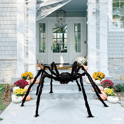 , Halloween Yard Decorations - Black Hairy Spider, 79 Inch | Halloween Outdoor Decorations | Fake Bendable Scary Spider for Halloween Yard Party