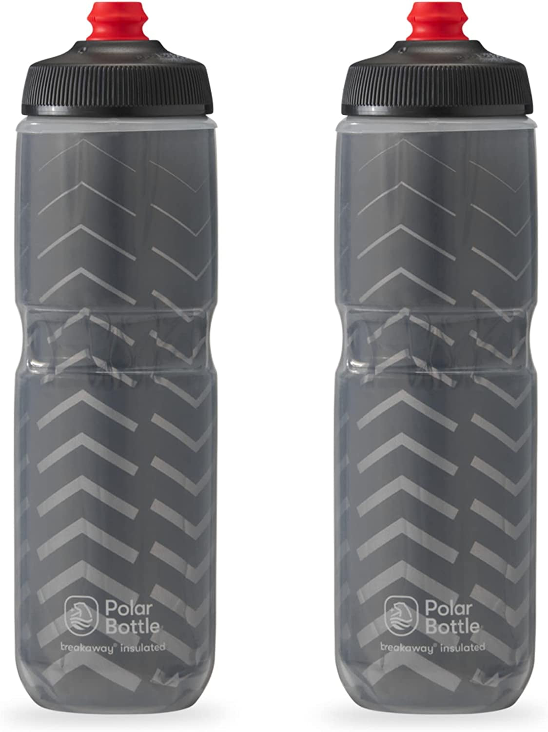 Breakaway Insulated Water Bottle - BPA Free, Cycling & Sports Squeeze Bottle (Bolt - Charcoal, 20 Oz) - 2 Pack