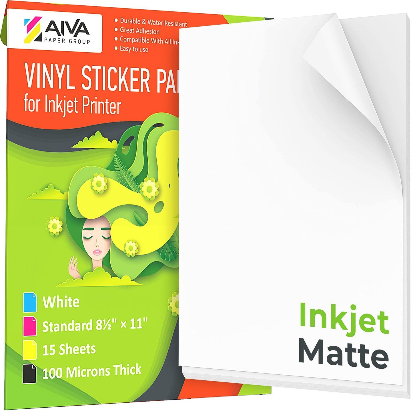 Printable Vinyl Sticker Paper for Inkjet Printer  Matte White  15 SelfAdhesive