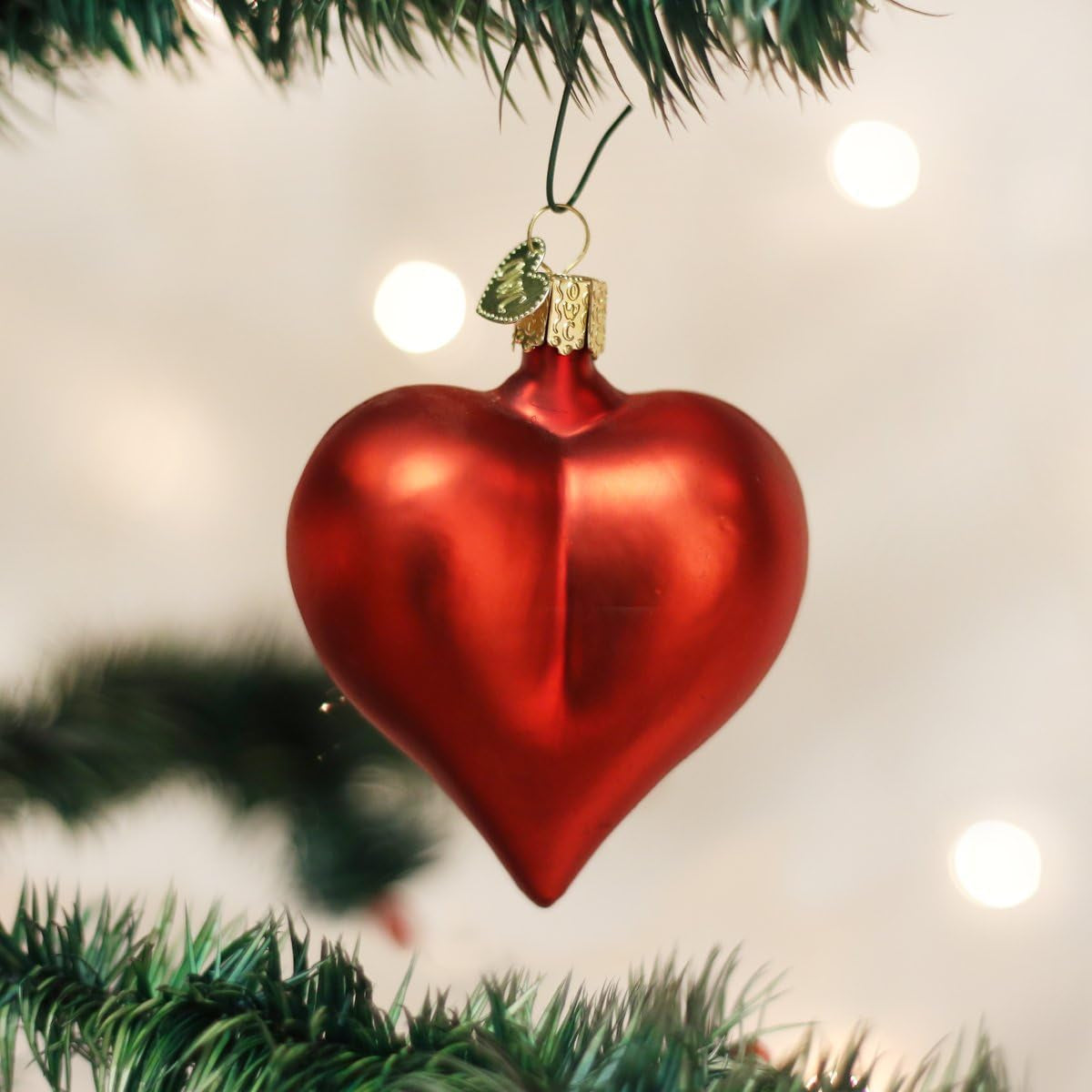 Pink Glittered Heart Glass Blown Ornament for Christmas Tree