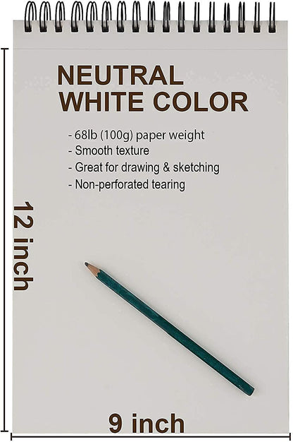 9 X 12 Inches Sketch Book, Top Spiral Bound Sketch Pad, 1 Pack 100-Sheets (68Lb/100Gsm), Acid Free Art Sketchbook Artistic Drawing Painting Writing Paper for Kids Adults Beginners Artists