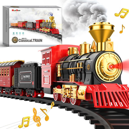 Train Set - Christmas Tree Train Toys for Boys with Smokes, Lights and Sound, Toy Train Set for under Christmas Tree, Toddler Model Trains for 3 4 5 6 7 8+ Years Old Kids Christmas Toys Gifts