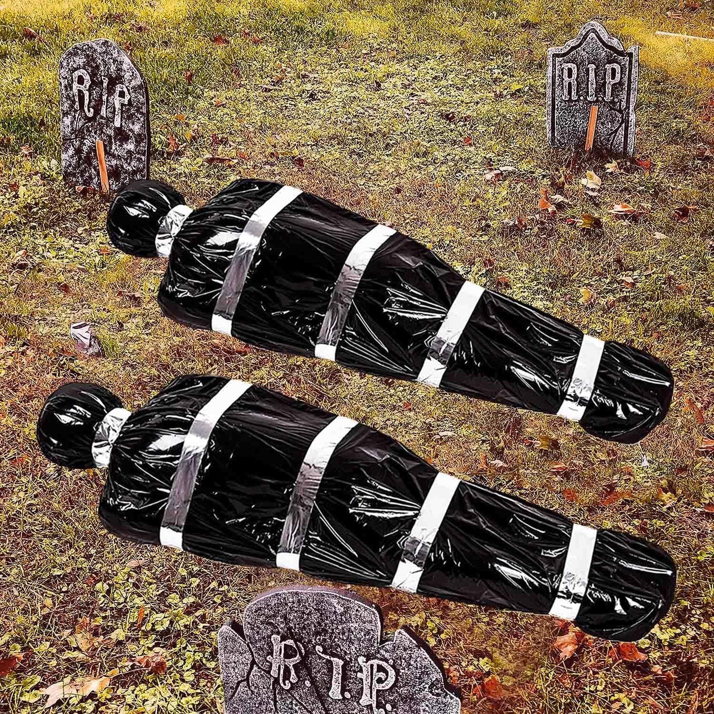 2Pack Halloween Body Bag Corpse Decorations Dead Corpse 60 Inch Outdoor Hanging Death Victim Props Decorations Scary Fake Body Bag Indoor Outdoor Coffin Props Creepy Decor Haunted House Decorations