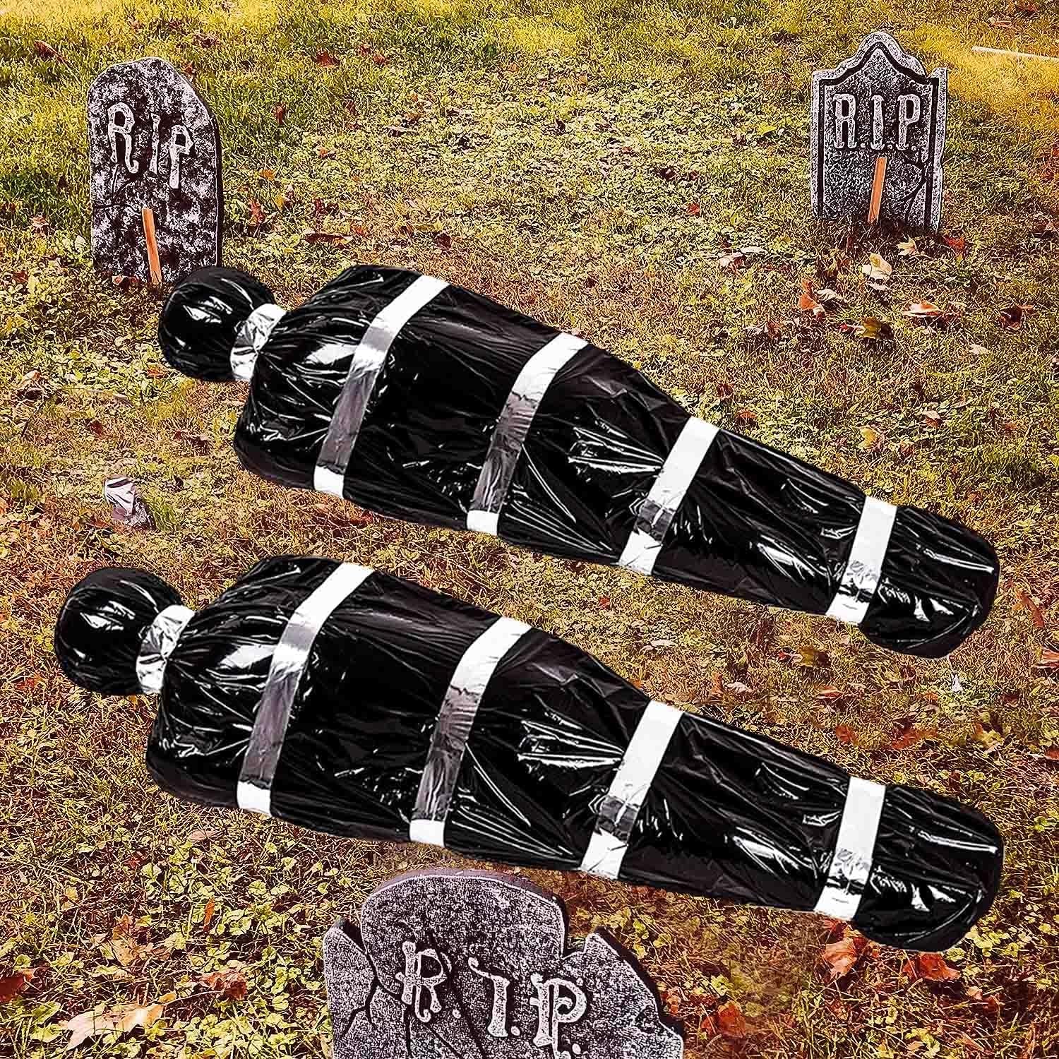 2Pack Halloween Body Bag Corpse Decorations Dead Corpse 60 Inch Outdoor Hanging Death Victim Props Decorations Scary Fake Body Bag Indoor Outdoor Coffin Props Creepy Decor Haunted House Decorations