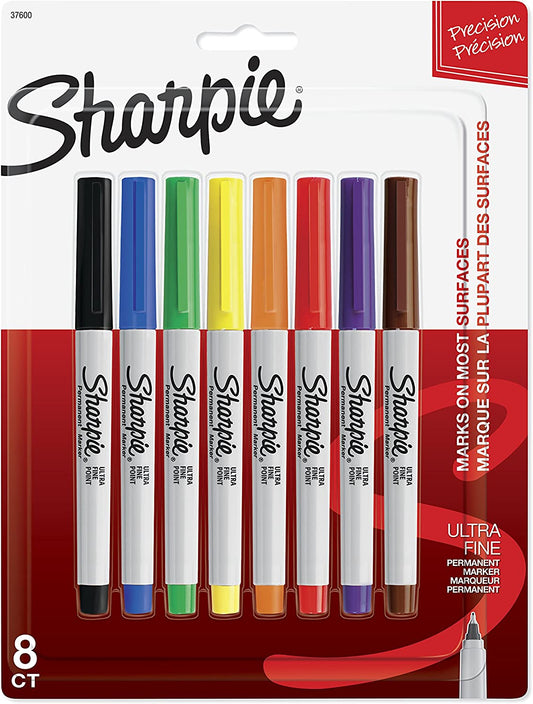 376PP Permanent Markers, Ultra Fine Point, Classic Colors, 8 Count