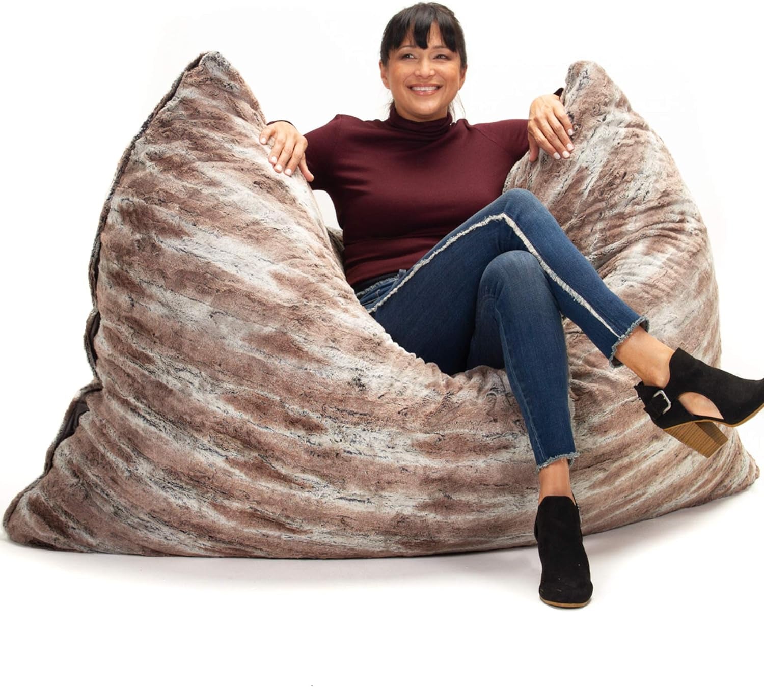 Pillow Saxx Bean Bag Chairs, 5.5 Feet, Premium Luxe Fur - Mountain Fox