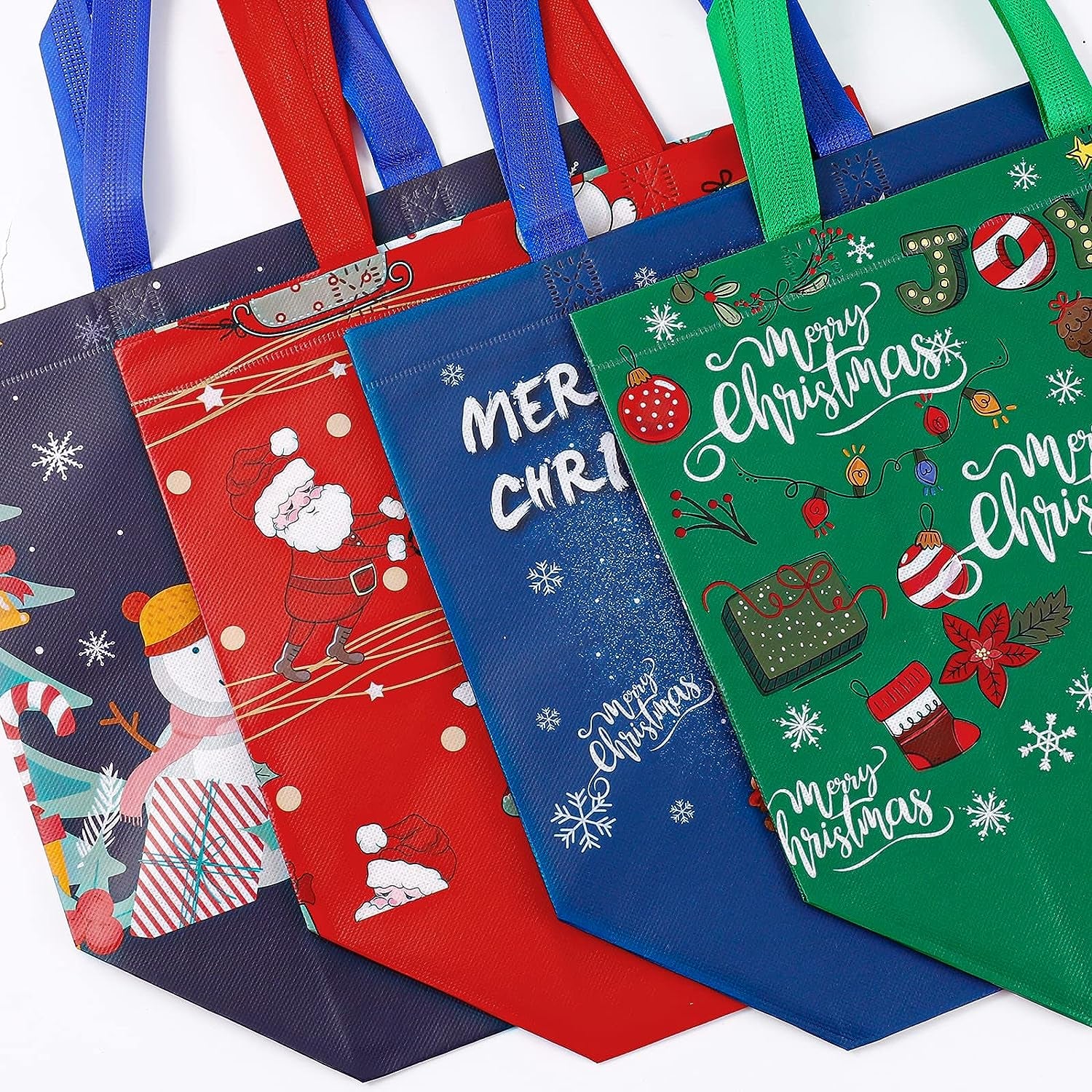 12 Pack Large Christmas Gift Bag Reusable Tote Bags with Handle, Non-Woven Christmas Bag for Holiday Xmas Event Party